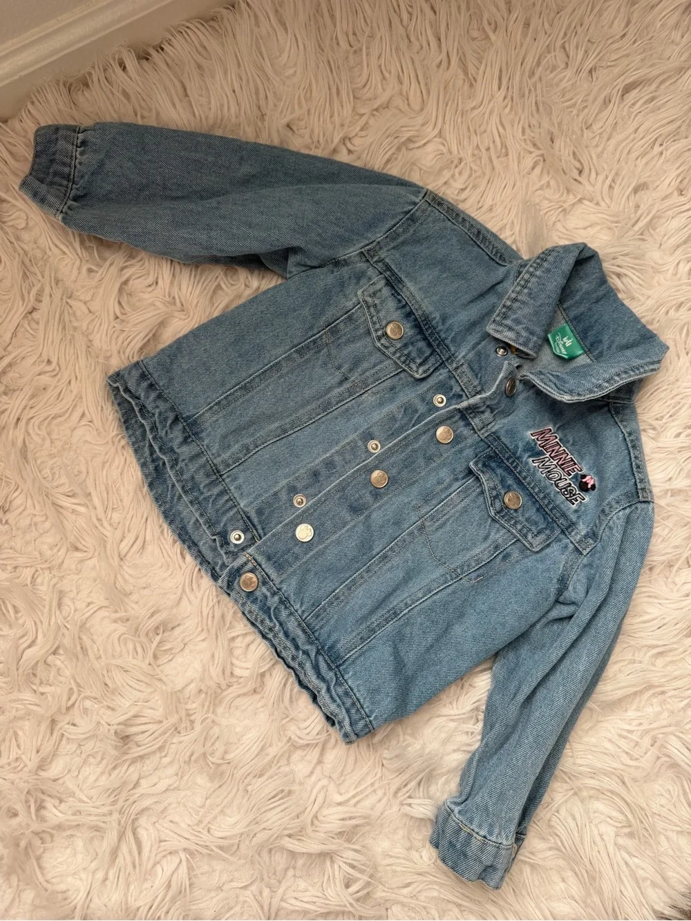 Disney Baby Minnie Mouse Denim Jean Jacket Glitter Bow